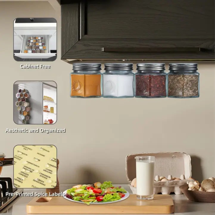 20 Magnetic Glass Spice Jars