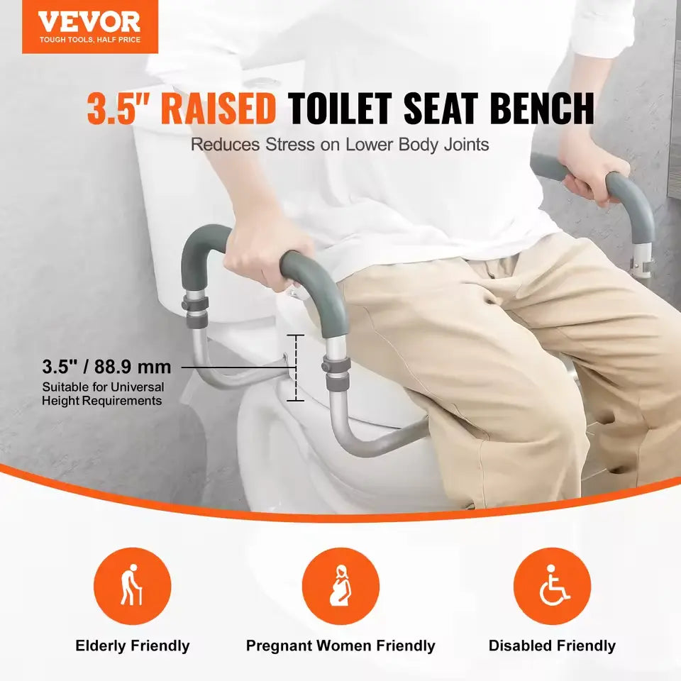 3.5" Raised Toilet Seat with Aluminum Armrests