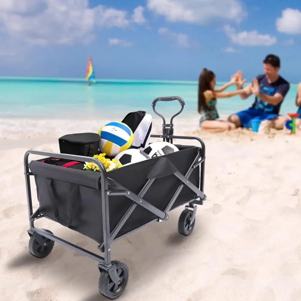 Foldable Beach Wagon with Adjustable Handle
