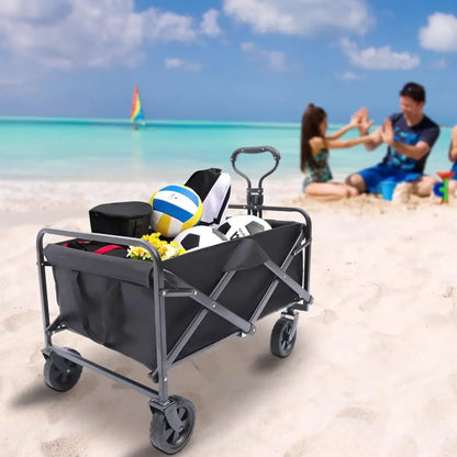 Foldable Beach Wagon with Adjustable Handle