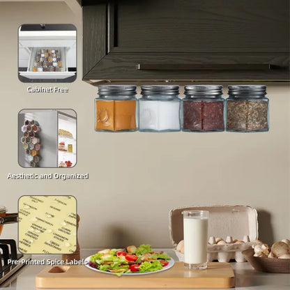 20 Magnetic Glass Spice Jars
