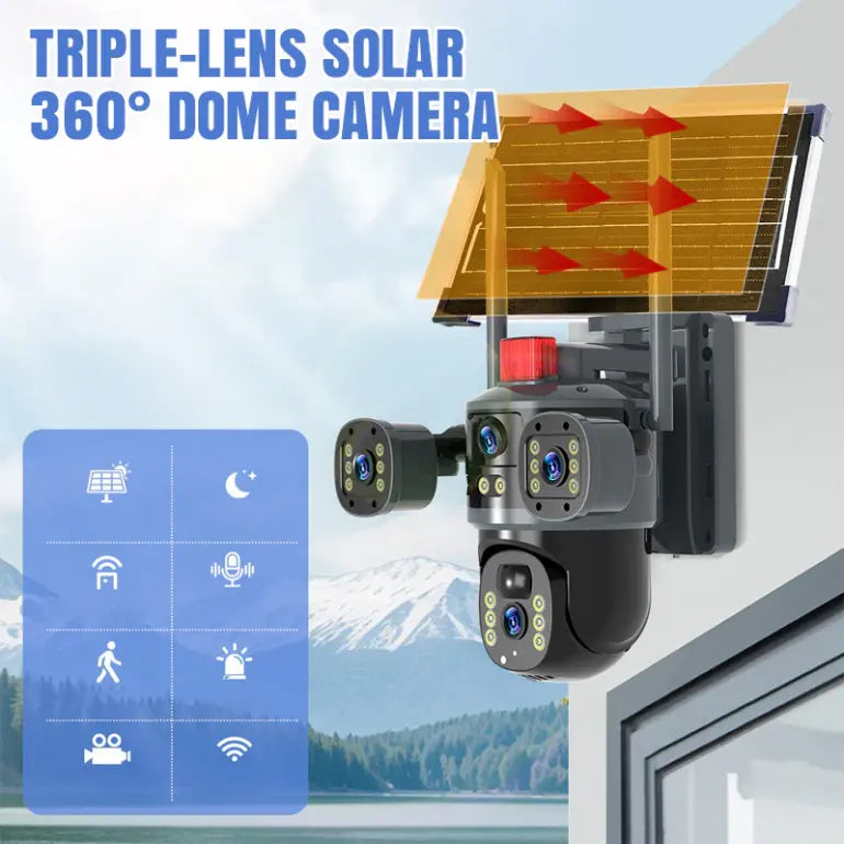 360° 4G/WiFi Solar Security Camera with Dual Lenses